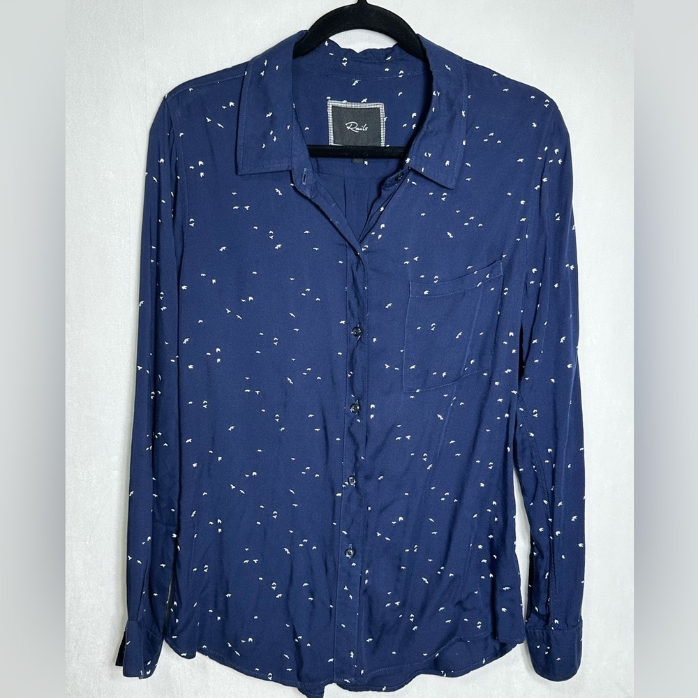 Rails Navy Blue Long Sleeve Top with White Accents